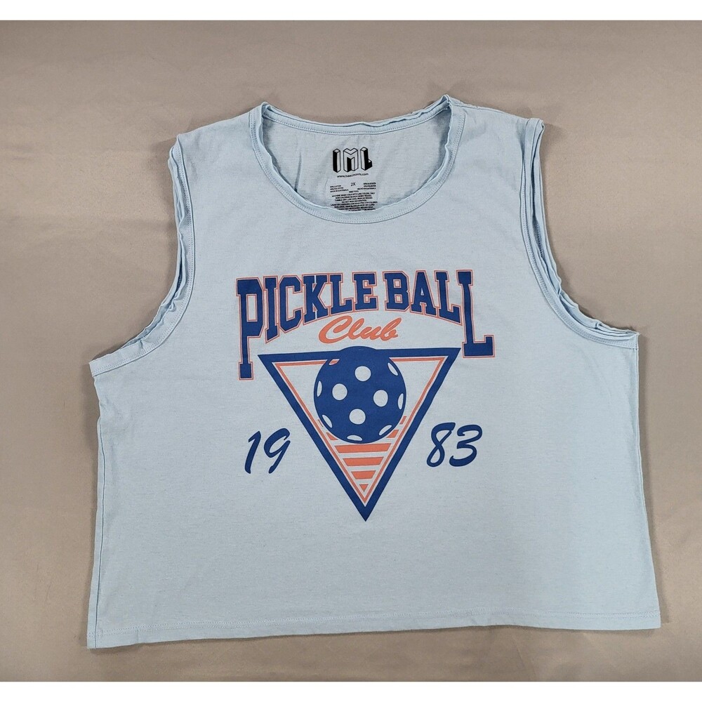 IML Isaac Morris Pickleball Club Graphic Tank Top Crop Blue Women’s Size 2X